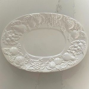 Vintage Gibson Designs Fruitful 10in White Oval Serving Platter